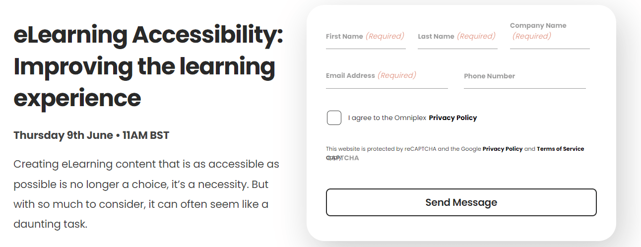 Screenshot of Omniplex's webinar on improving accessibility for eLearning courses