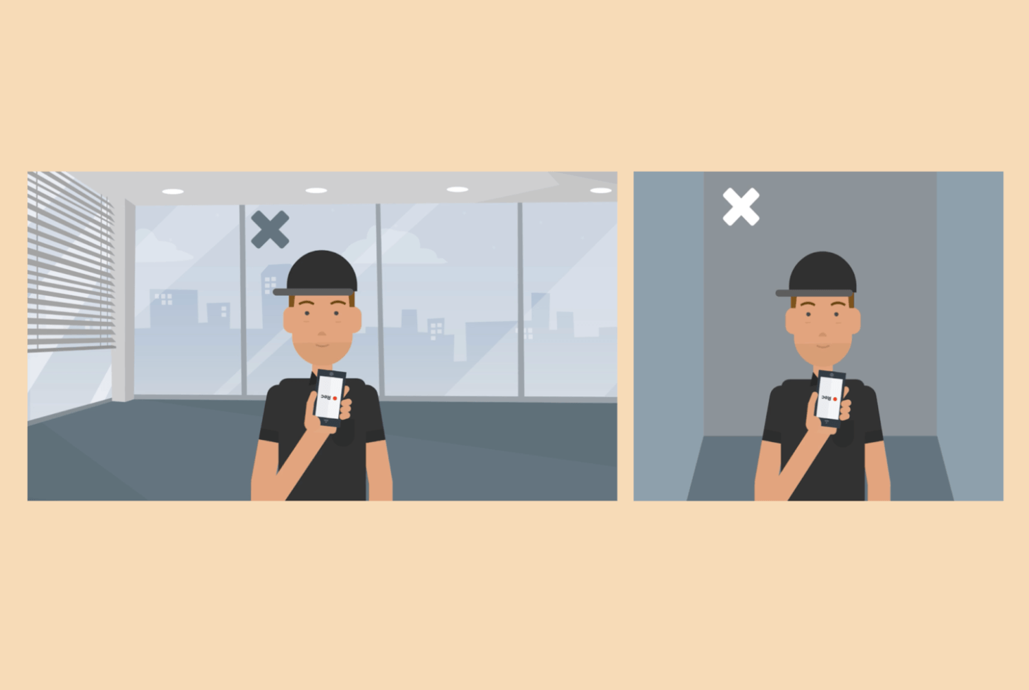 An image showcasing the rooms and scenarios to avoid when recording audio. The image is part of our resource post: How to Use Video in TalentLMS to Create Customer Training
