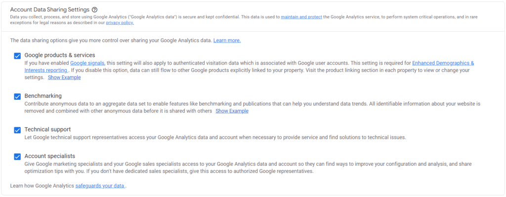 Image showcasing how to set up Google Analytics Data Sharing. Part of tutorial on how to set up a youtube video ad